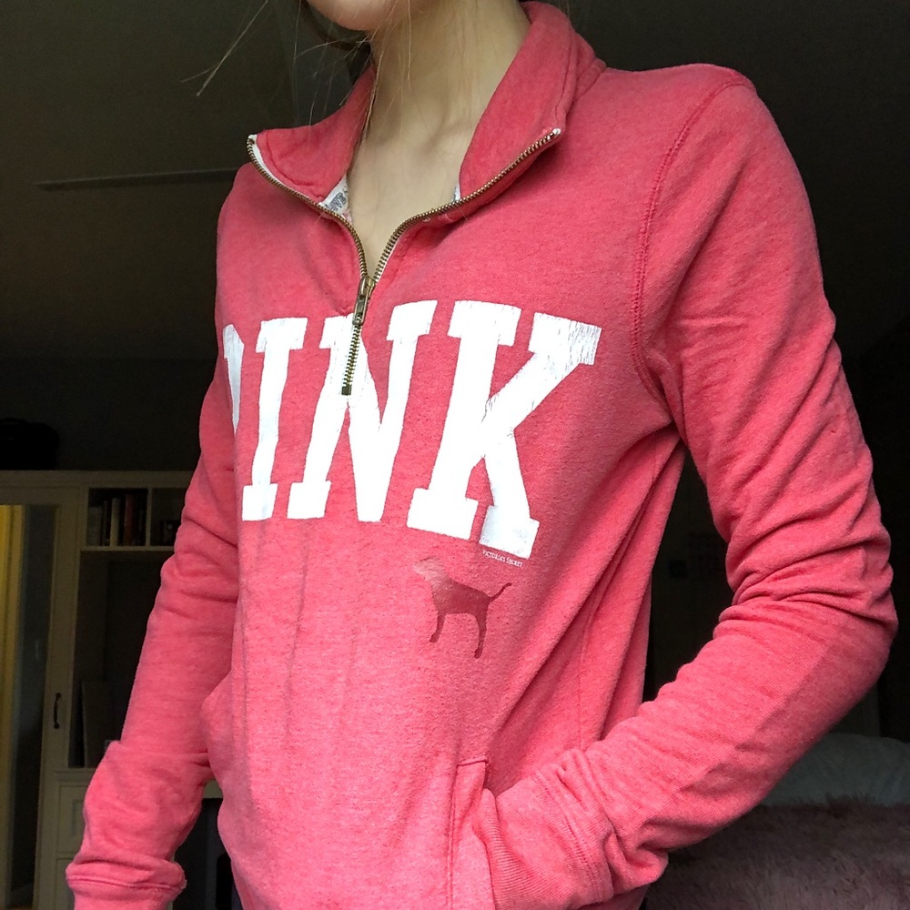 vs pink quarter zip sweatshirt